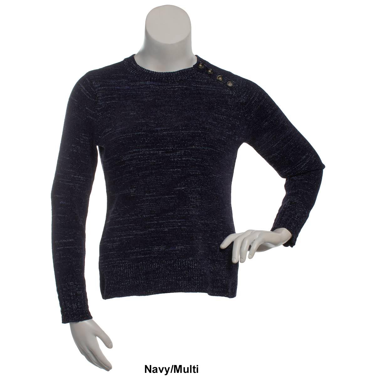 Petite Napa Valley Long Sleeve Button Shoulder Sweater