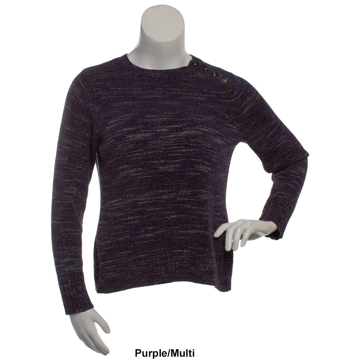 Petite Napa Valley Long Sleeve Button Shoulder Sweater