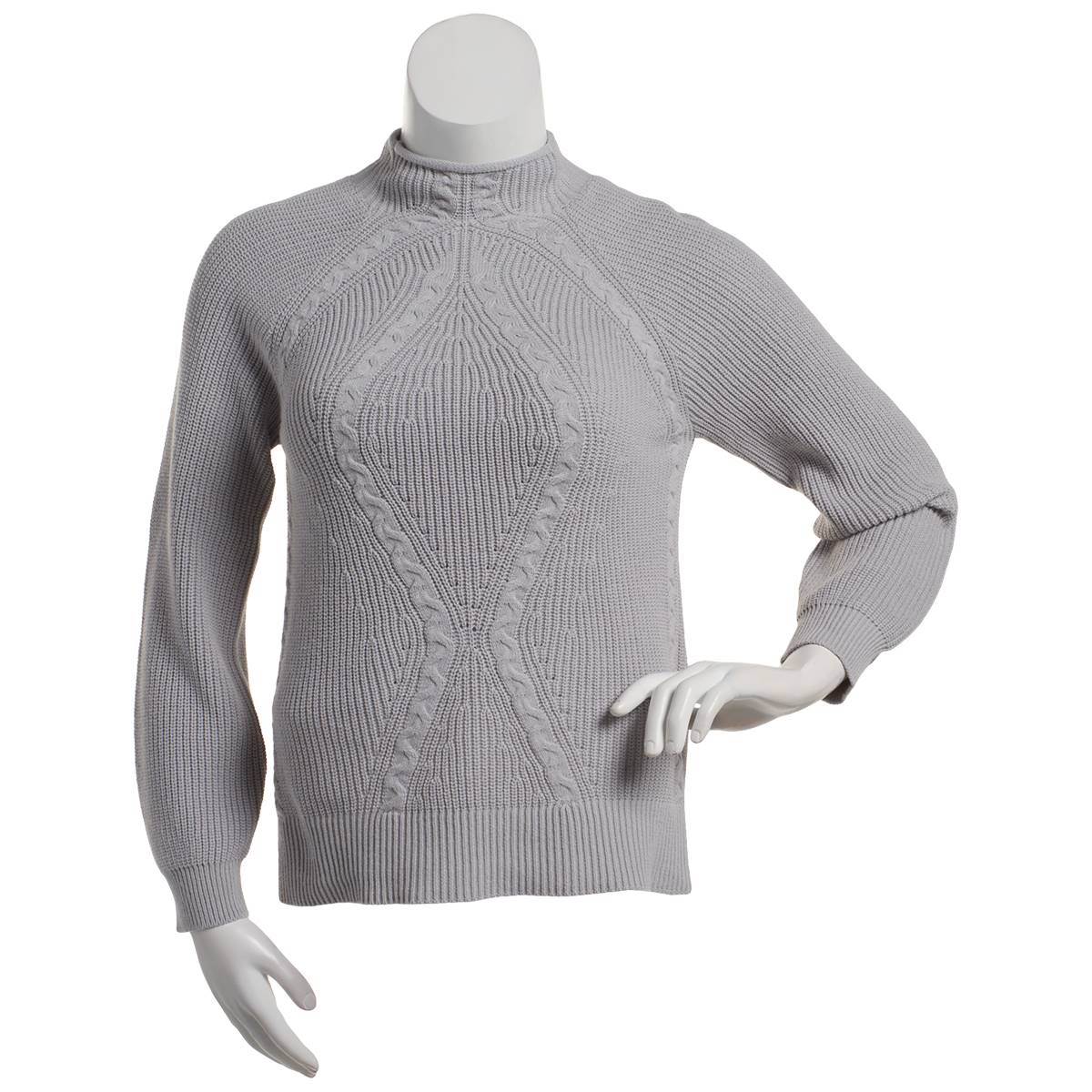 Womens Napa Valley Long Sleeve Mock Neck Cable Front Sweater