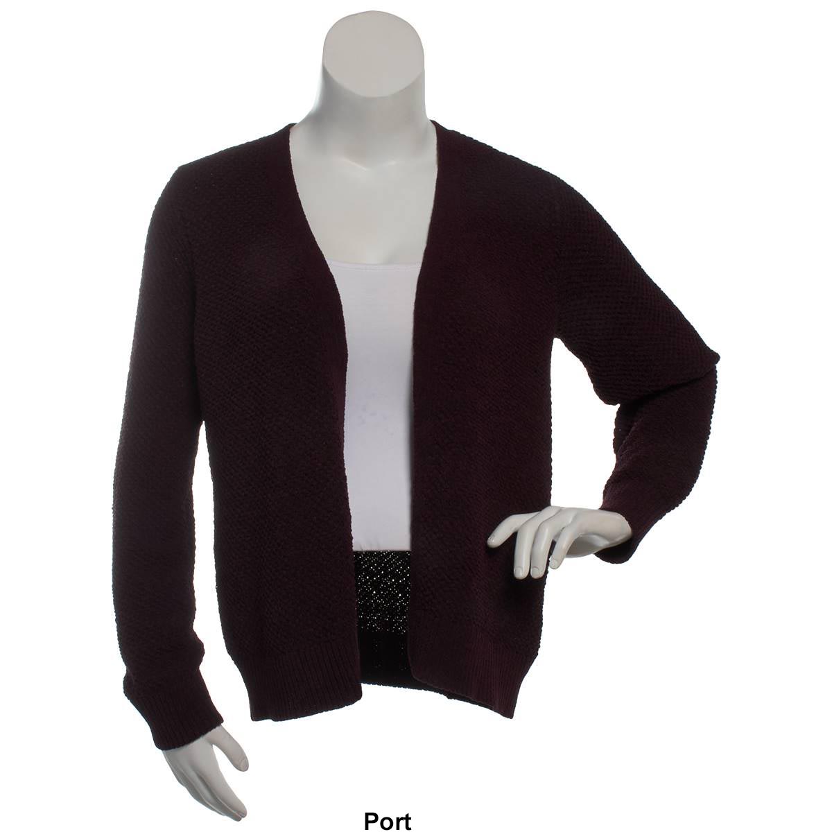 Plus Size Napa Valley Long Sleeve Open Front Solid Cardigan