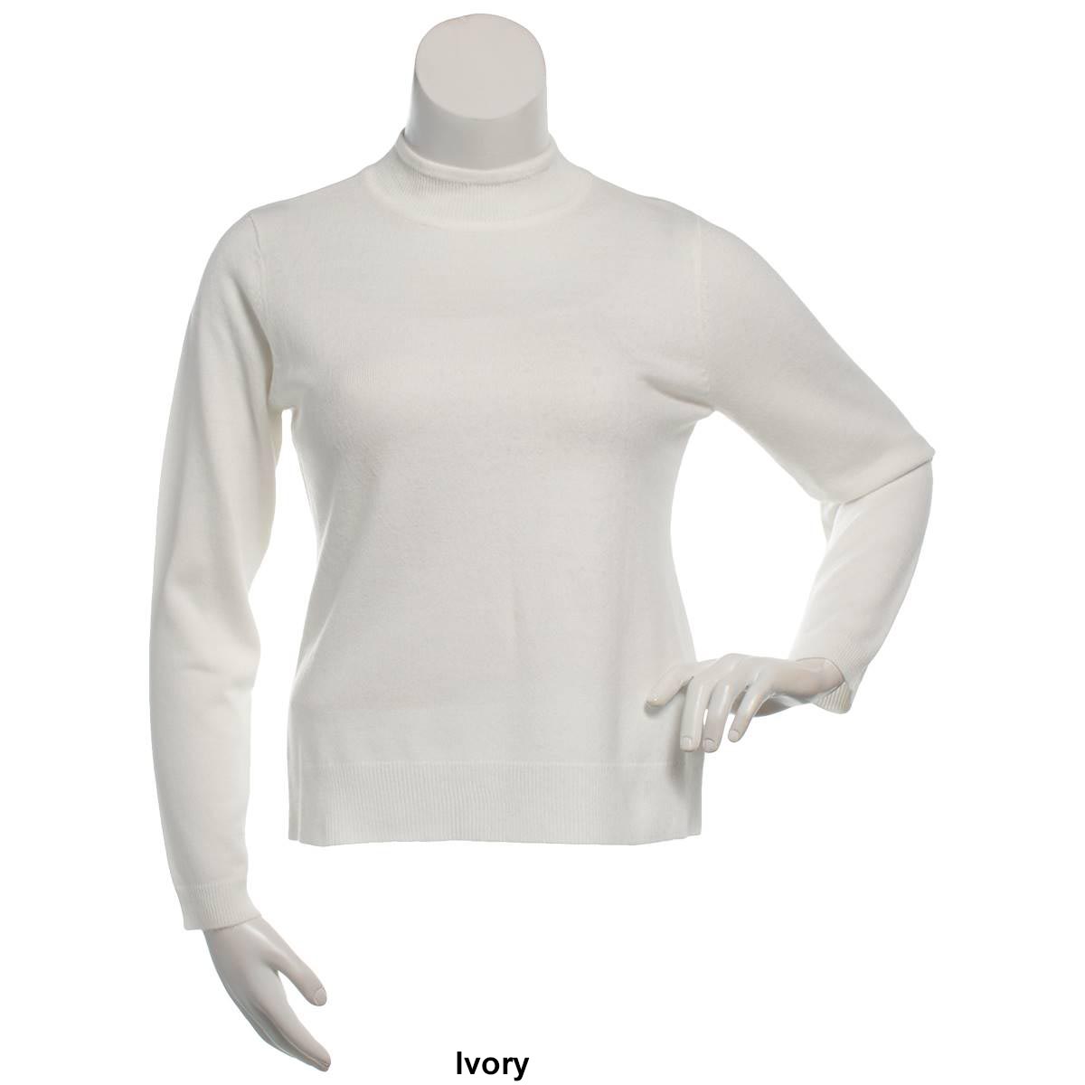 Petites Napa Valley Long Sleeve Mock Neck Soft Acrylic Sweater