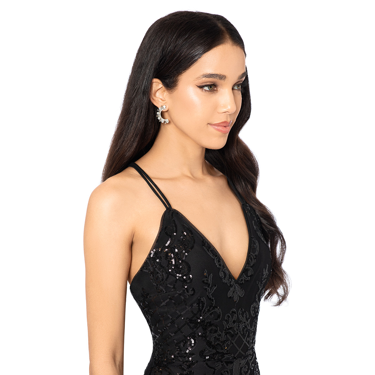 Juniors Blondie Nites Kienna Sequin Strappy Slim A-Line Dress