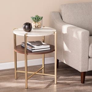 Southern Enterprises Ardmillian Faux Marble End Table