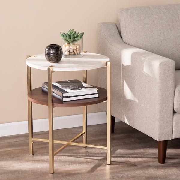 Southern Enterprises Ardmillian Faux Marble End Table