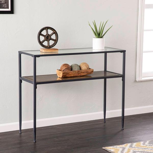 Southern Enterprises Bladeston Glass-Top Console Table