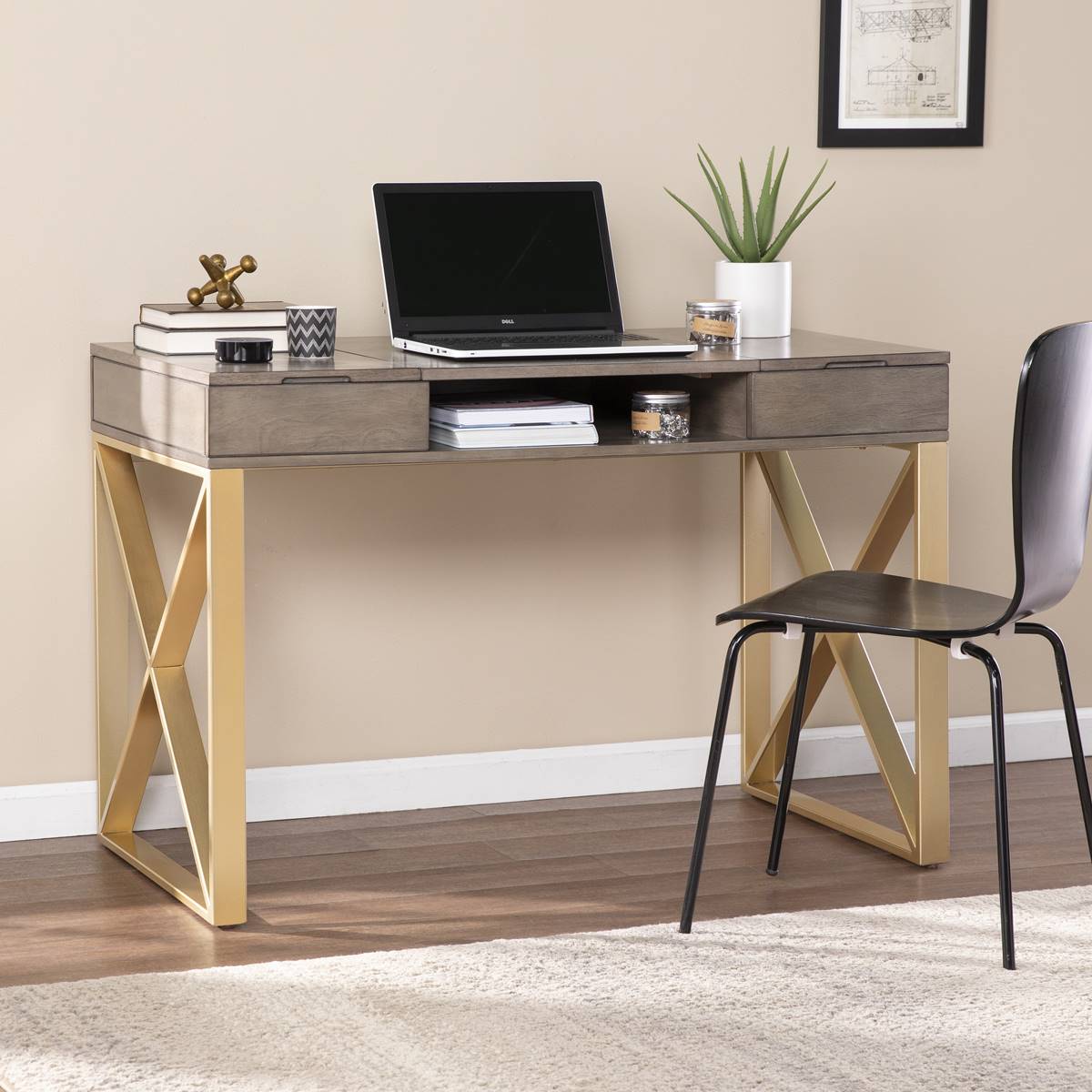 Southern Enterprises Bardmont Two-Tone Desk W/ Storage