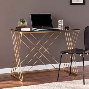 Southern Enterprises Dezby Modern Glass-Top Desk