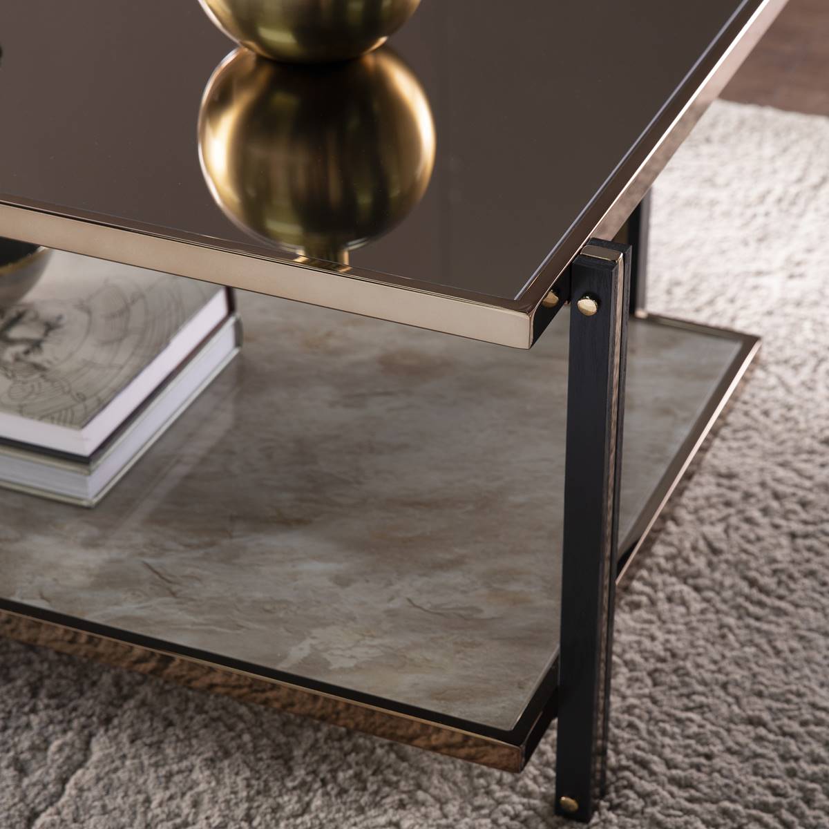 Southern Enterprises Thornsett Coffee Table W/ Mirrored Top