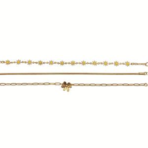 Ashley Gold-Tone 3pc. Chain & Daisy Anklet Set