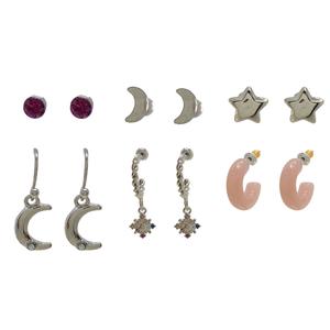 Ashley Silver-Tone 6pc. Moon & Star Earrings Set