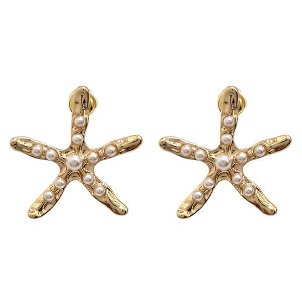 Ashley Cooper(tm) Gold-Tone Starfish Earrings with Pearls