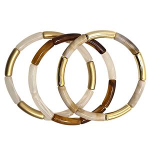 Ashley Cooper(tm) Gold-Tone Stretch Bracelets w/ Curved Tubes Set