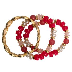 Ashley Cooper(tm) Pink Hue Shell Shape 3pc. Stretch Bracelet Set