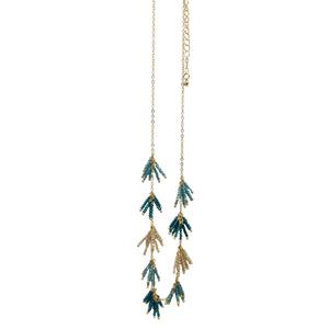 Ashley Cooper(tm) Blue/Champagne Seed Bead Necklace