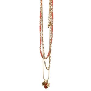 Ashley Cooper(tm) Gold-Tone Berry Bead 3-Row Chain Necklace