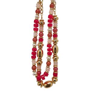 Ashley Cooper(tm) Berry & Pink Beaded 2-Row Necklace