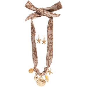 Ashley Cooper(tm) Gold-Tone Fabric Bow Knot Necklace & Earring Set