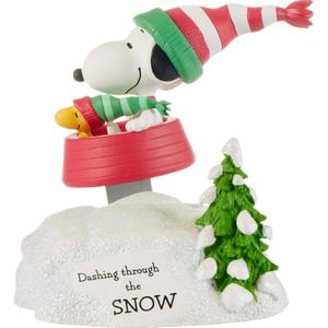 Peanuts(tm) 5.25in. Musical Snoopy & Woodstock Sled Figurine