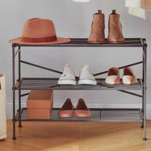Squared Away 3 Tier Metal Shoe Rack