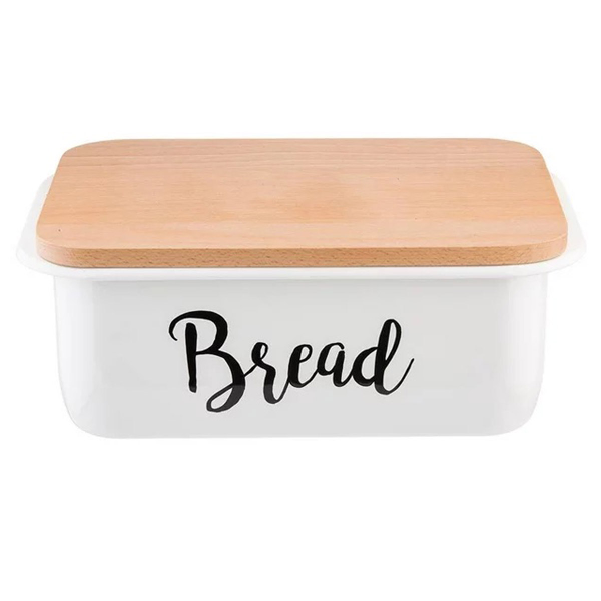 White & Black Enamelware Bread Box