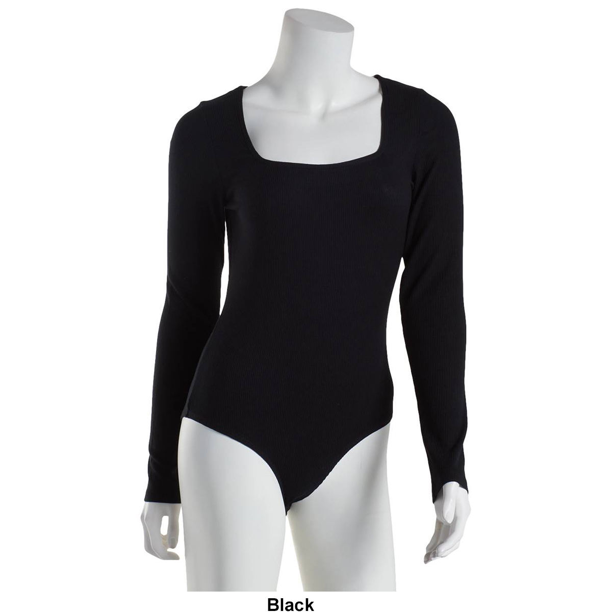 Juniors Self Esteem Long Sleeve Solid Square Neck Bodysuit