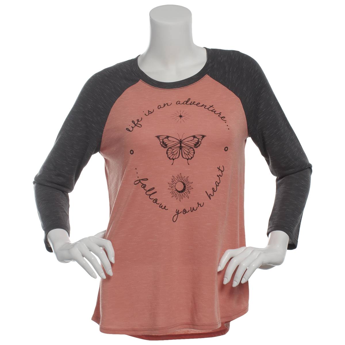 Womens Tru Self Long Sleeve Adventure Raglan Graphic Tee