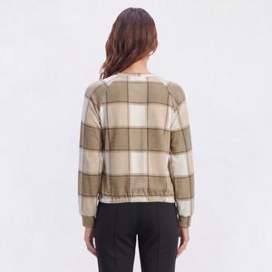 Womens Tru Self Long Sleeve Raglan Snap Placket Tie Hem Sweater alternate view