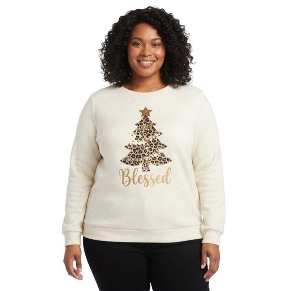 Plus Size Tru Self Long Sleeve Crewneck Drop Shoulder Tree Sweat alternate view