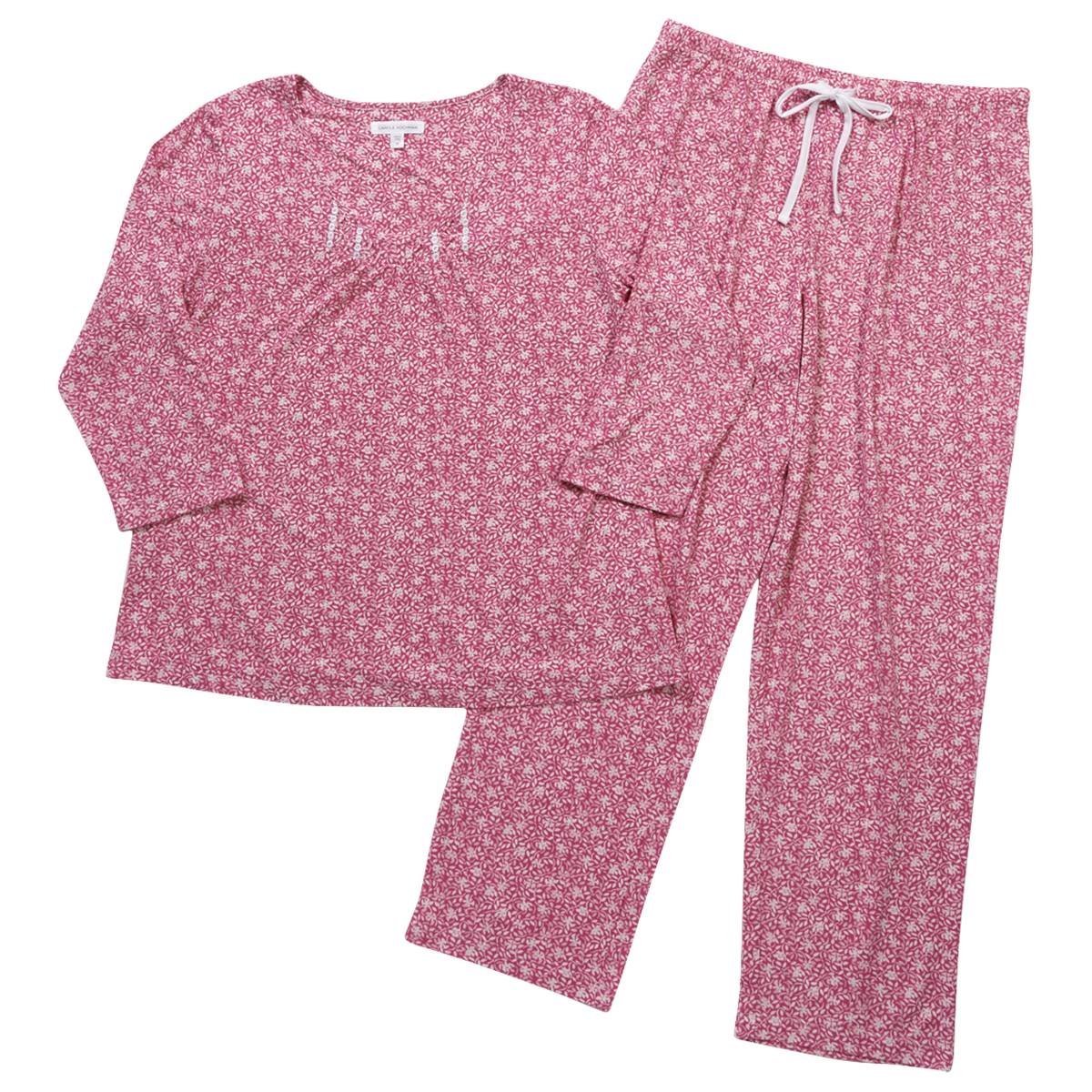 Womens Carole Hochman 3/4 Sleeve Floral V-Neck Pajama Set