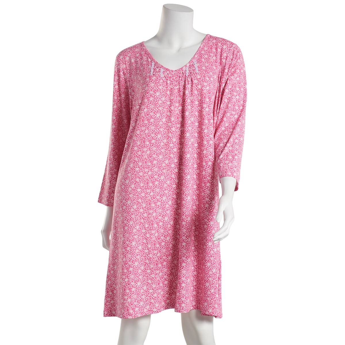 Womens Carole Hochman 3/4 Sleeve Etched Floral V-Neck Nightgown