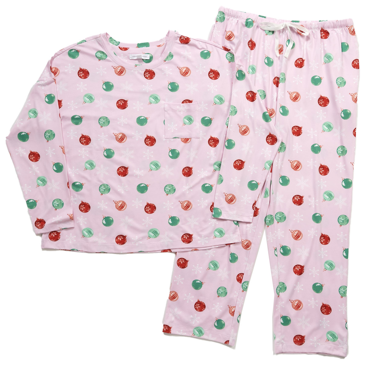 Petite Carole Hochman Long Sleeve Ornaments Pajama Set