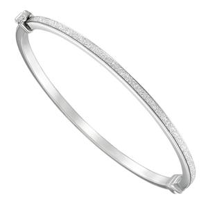 7in. Gold One(tm) 1kt. White Gold Glitter Bangle Bracelet