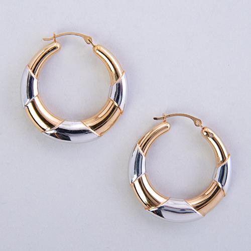 Evergold(tm) 14kt. Gold Over Resin Two-Tone Hoop Earrings