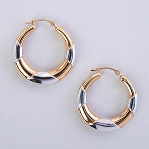 Evergold(tm) 14kt. Gold Over Resin Two-Tone Hoop Earrings