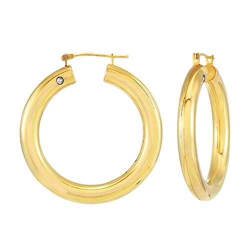 Evergold(tm) 14kt. Gold Diamond Resin Hoop Earrings