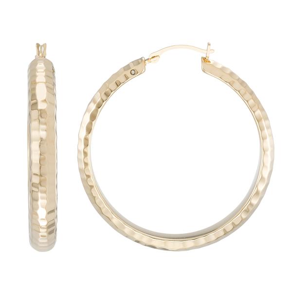 Evergold 14kt. Gold Over Resin 35mm Textured Hoop Earrings