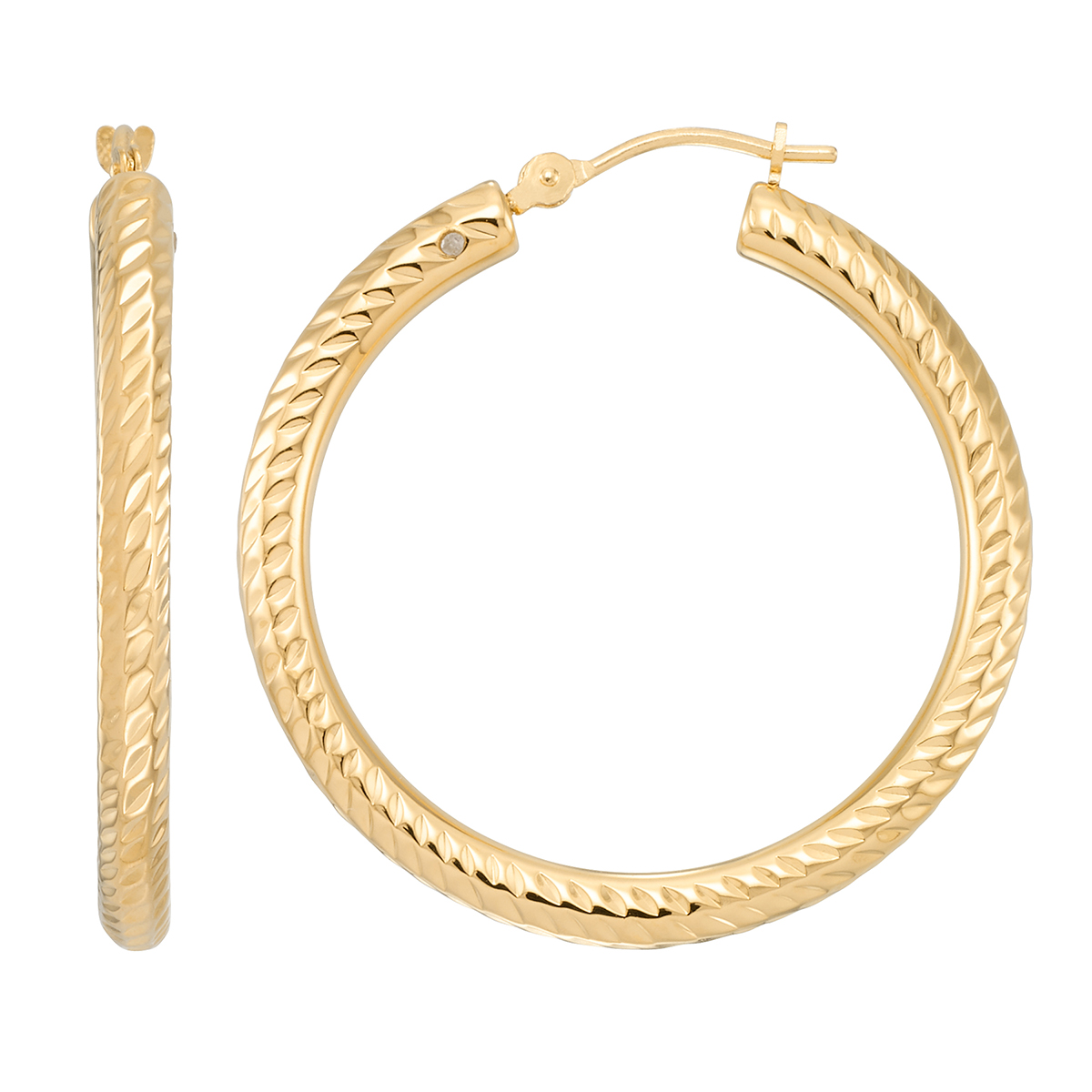 Evergold 14kt. Gold Over Resin 30mm Diamond Cut Hoop Earrings