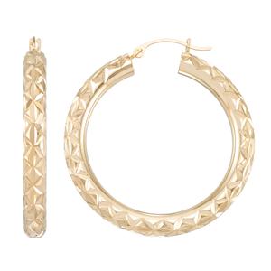 Evergold 14kt. Gold Over Resin 32mm Textured Hoop Earrings