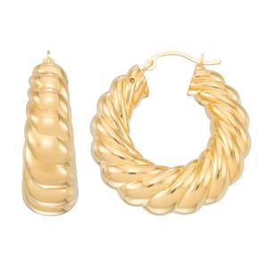 Evergold 14kt. Gold Over Resin 25mm Scallop Hoop Earrings