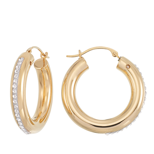 Evergold(tm) 14kt. Gold Crystal Hoop Earrings