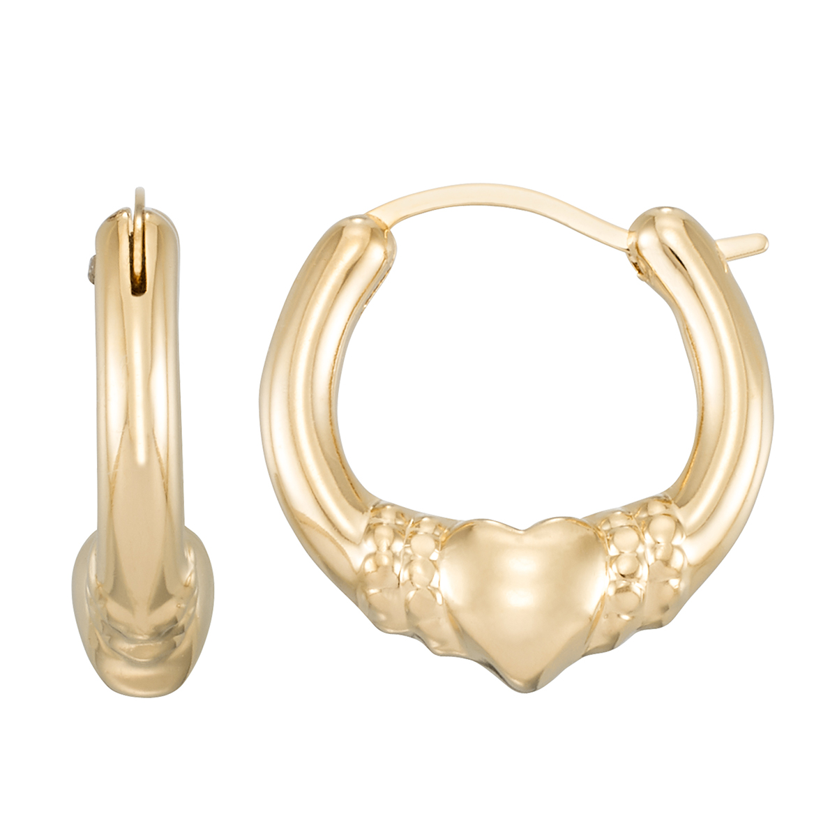 Evergold 14kt. Gold Over Resin 14mm Heart Hoop Earrings