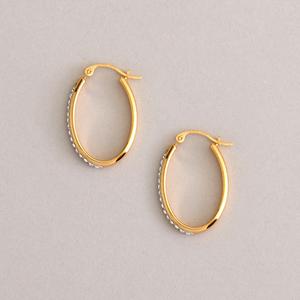 14kt. Gold Oval Crystal Hoops w/Nano Diamond Resin