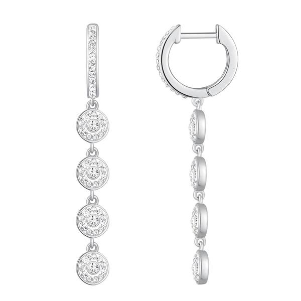 Candela Sterling Silver Multi Crystal Disc Dangle Hoop Earrings