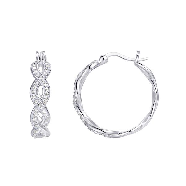 Sterling Silver & Crystal Twisted Hoop Earrings