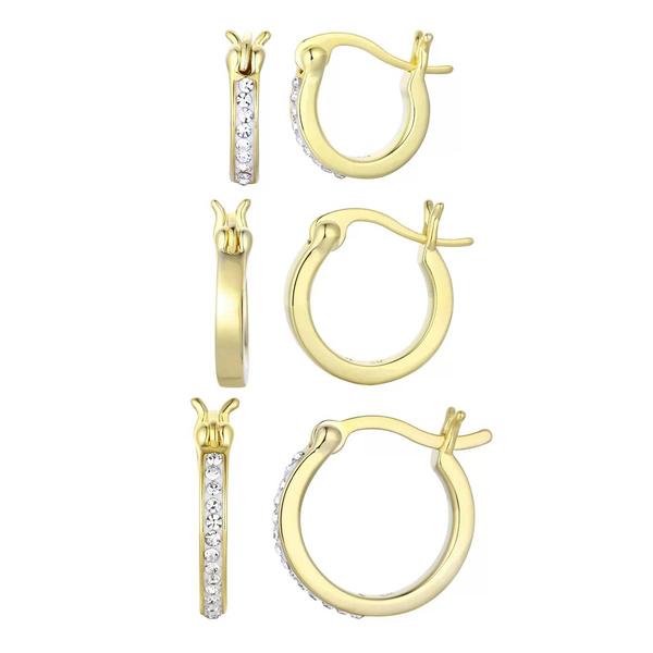 Candela 3pr. Gold over Silver Triple Hoop Earring Set