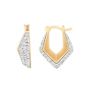 Gold over Silver Pave Crystal Pentagonal Hoop Earrings