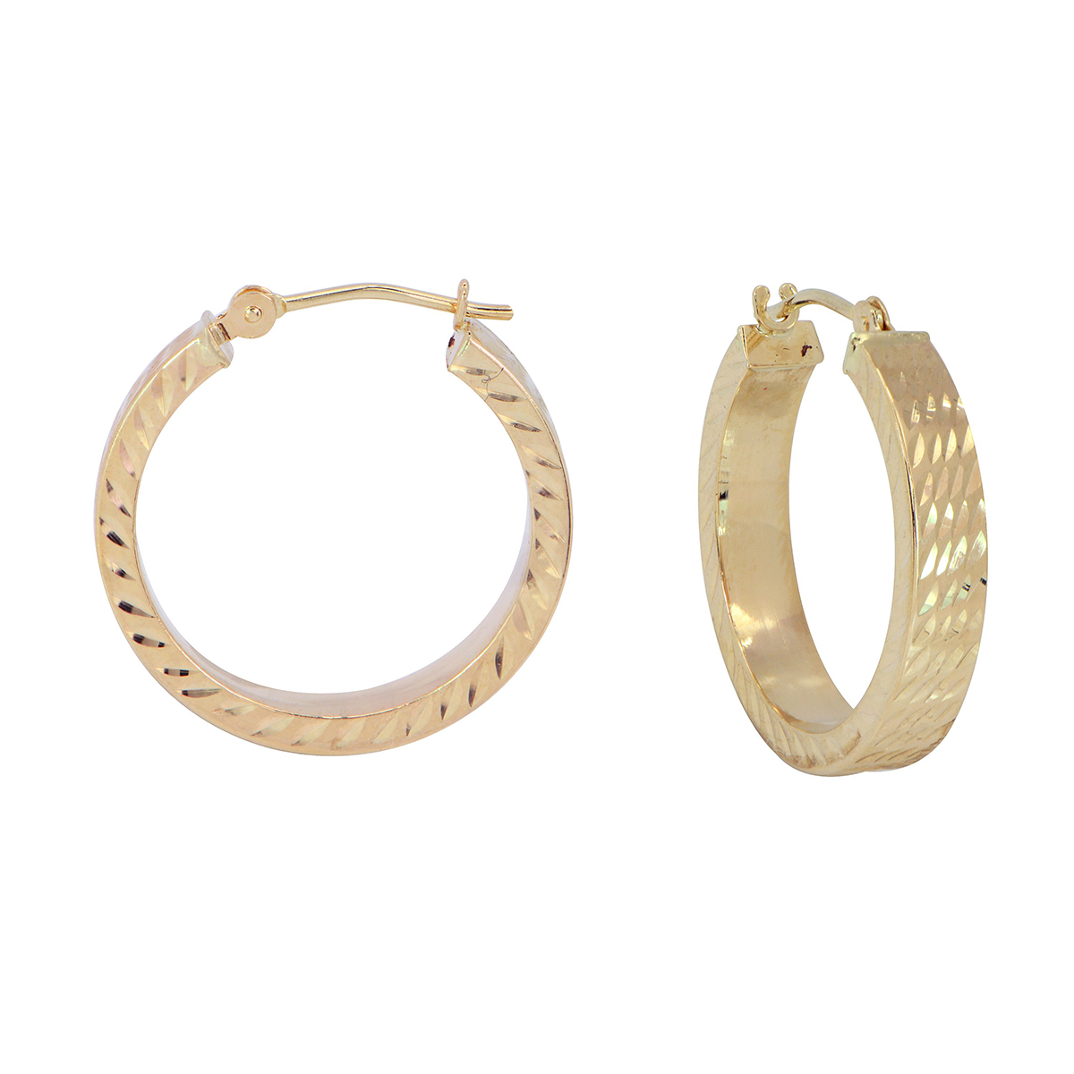 Candela 14kt. Yellow Gold Full Diamond Cut Square Hoop Earrings