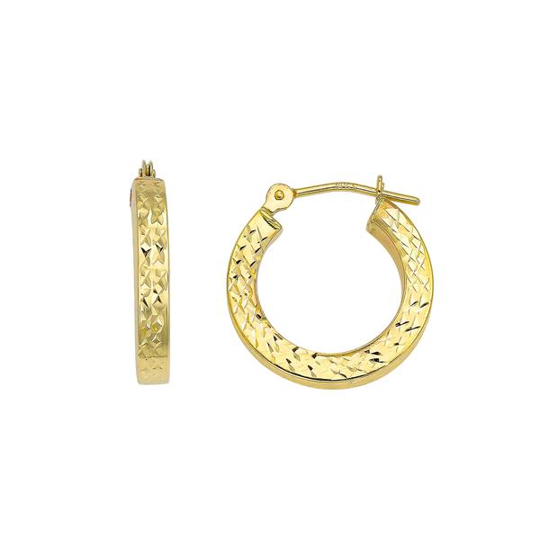 Candela 14kt. Gold 2.5x16mm Diamond Cut Hoop Earrings