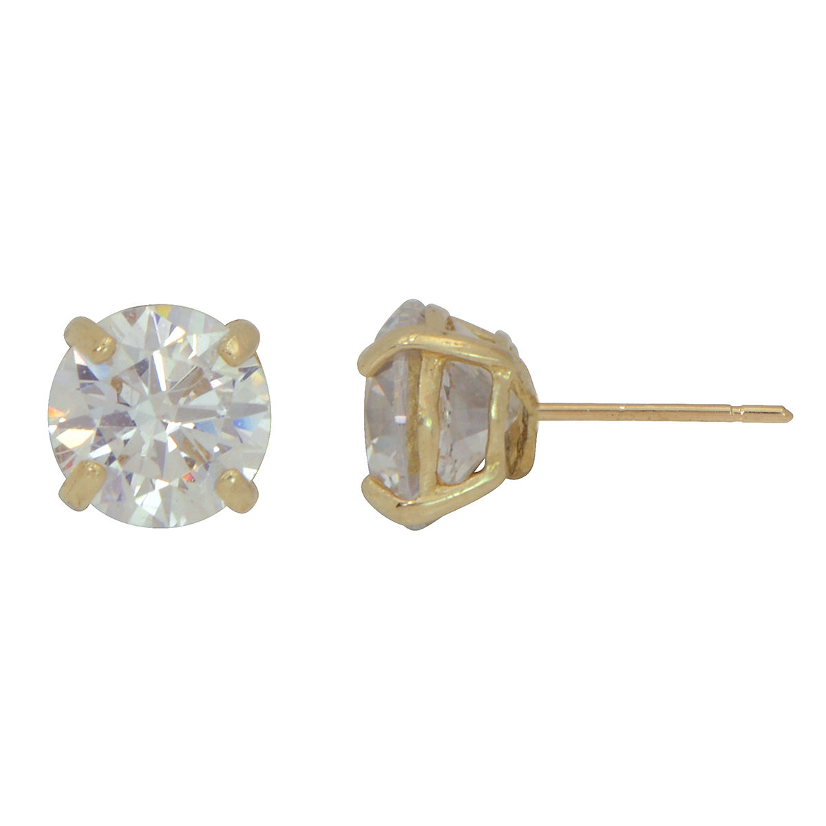 Candela 14kt. Yellow Gold 9mm CZ Round Stud Earrings