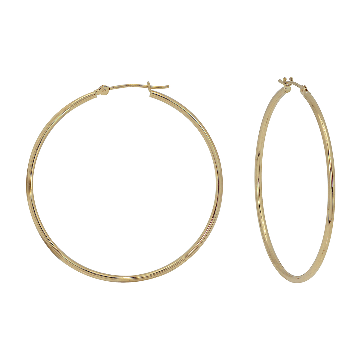 Candela 14kt. Yellow Gold 2in. Single Row Polished Hoop Earrings